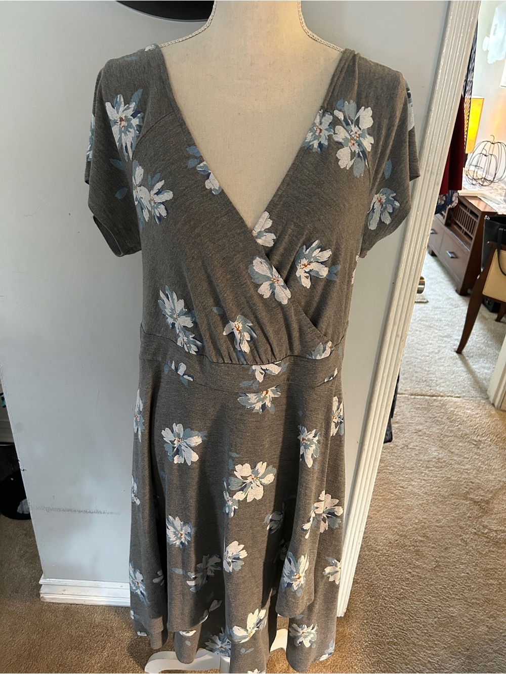 Torrid Gray Floral Mini Dress